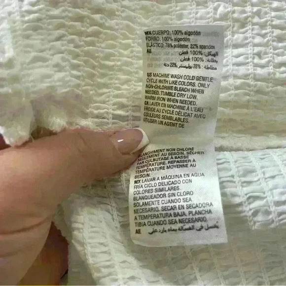 And Now This Womens Solid White Smocked Crop Top Off The Shoulder Size Medium - Picture 12 of 13